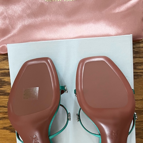 😊SOLD😊 Amina Muaddi Green Crystals Lily heeled sandals in size 40.5 - Picture 8 of 10